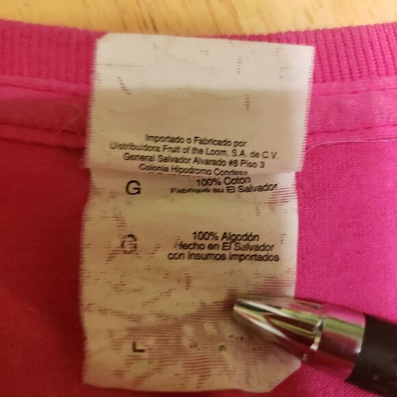 Fruit Of The Loom 100% Cotton Pink Size L V-neck Tee - Picture 4 of 7